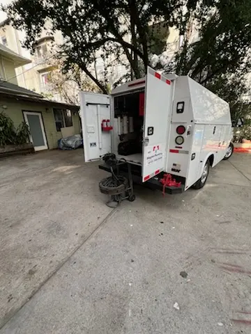 Magnet Plumbing service vehicle on-site for Water Heater Repair in South Miami